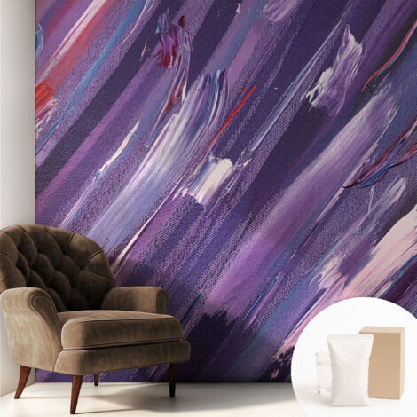 Fototapete Vliestapete mit Kleber - modern Wohnzimmer - Wanddekoration - einfach anzubringen Farbenfrohe Pinselstriche 250x250 cm (1/5)