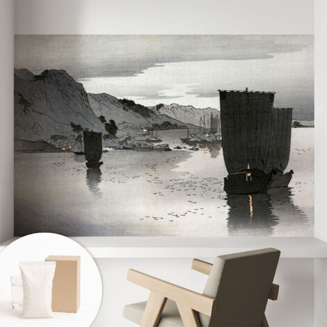 Tapete Vliestapete mit Kleber - modernes Design - Wohnungsdeko - geruchslos - langlebig Bucht bei Abenddämmerung 104x70 cm (1/5)