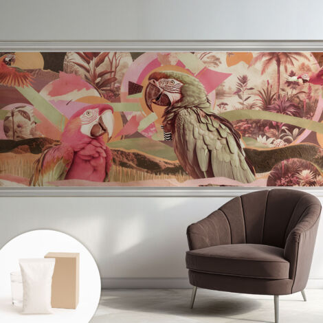 Tapete Vliestapete mit Kleber - modernes Design - Wohnungsdeko - geruchslos - langlebig Tropische Vögel 250x104 cm (1/5)