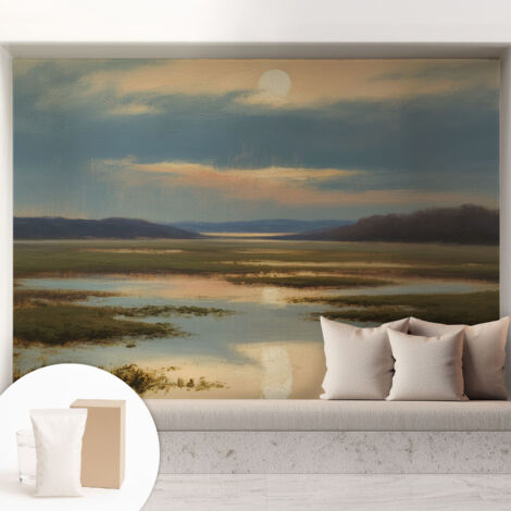 Fototapete Tapete Vliestapete mit Kleber - trendige Wanddeko - Schlafzimmer - Wohnzimmer Stimmungsvolle Landschaft 208x146 cm (1/5)