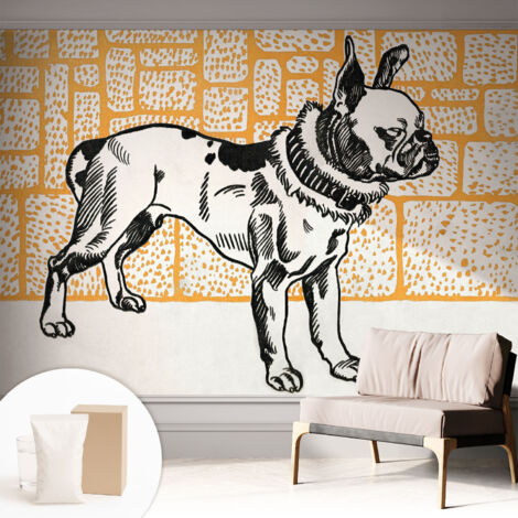 Fototapete Tapete Vliestapete mit Kleber - Wandtattoo - leicht anzubringen - Wandverkleidung Retro-Hund 312x219 cm (1/5)