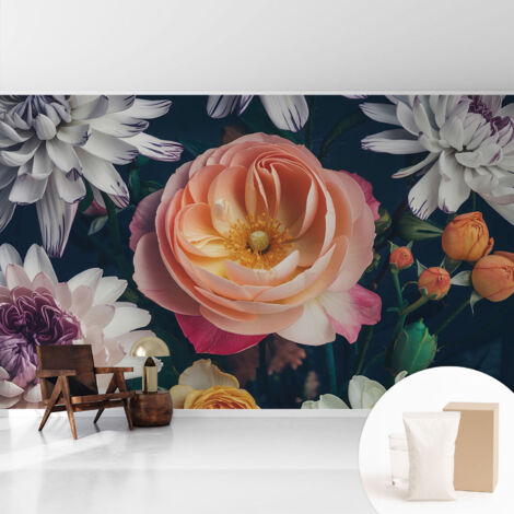 Tapete Vliestapete mit Kleber - modernes Design - Wohnungsdeko - geruchslos - langlebig Blumenharmonie 416x254 cm (1/5)