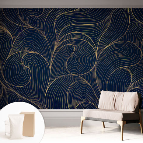 Fototapete Vliestapete mit Kleber - modern Wohnzimmer - Wanddekoration - einfach anzubringen Wellenmotiv 312x219 cm (1/5)