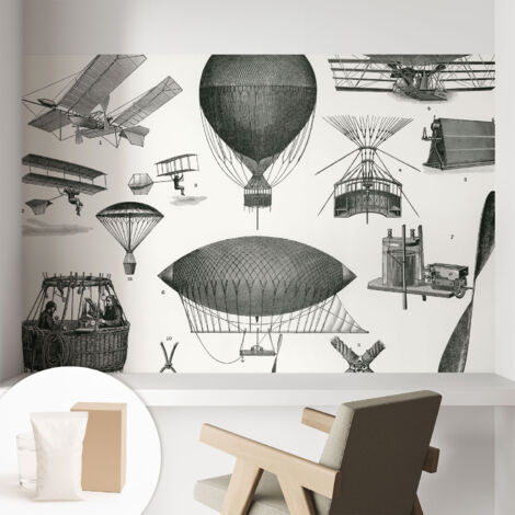 Fototapete Vliestapete mit Kleber - modern Wohnzimmer - Wanddekoration - einfach anzubringen Geschichte der Luftfahrt 104x70 cm (1/5)