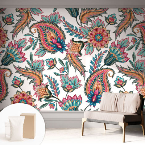 Fototapete Vliestapete mit Kleber - modern Wohnzimmer - Wanddekoration - einfach anzubringen Orientalisches Muster 312x219 cm (1/5)