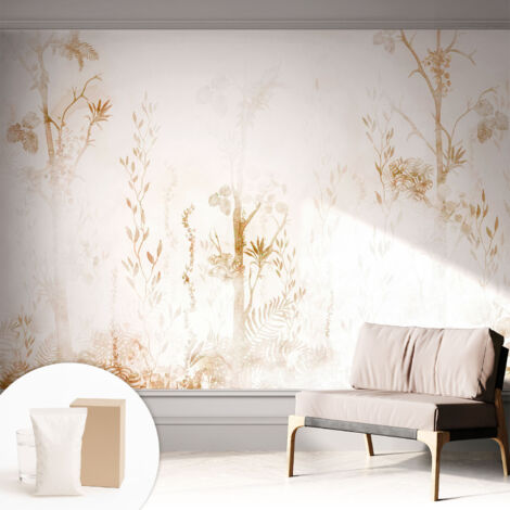 Tapete Dekorative Vliestapete mit Klebe für Wand - Mustertapete - moderne Einrichtung - für Büro Botanische Eleganz 312x219 cm (1/5)