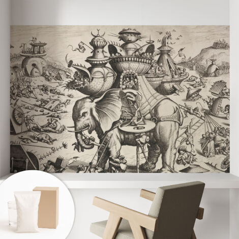 Tapete Vliestapete mit Kleber - Wandgestaltung - Tapete Wohnzimmer - Flur Eingangsbereich Groteske Schlacht 104x70 cm (1/5)