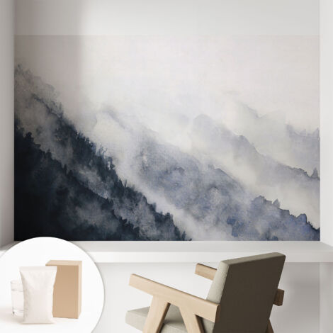 Fototapete Vliestapete mit Kleber - modern Wohnzimmer - Wanddekoration - einfach anzubringen Bergnebel 104x70 cm