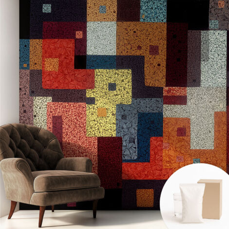 Tapete Dekorative Vliestapete mit Klebe für Wand - Mustertapete - moderne Einrichtung - für Büro Bunte Formen 250x250 cm (1/5)