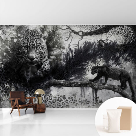 Tapete Vliestapete mit Kleber - modernes Design - Wohnungsdeko - geruchslos - langlebig Abstrakte Leoparden 416x254 cm (1/5)