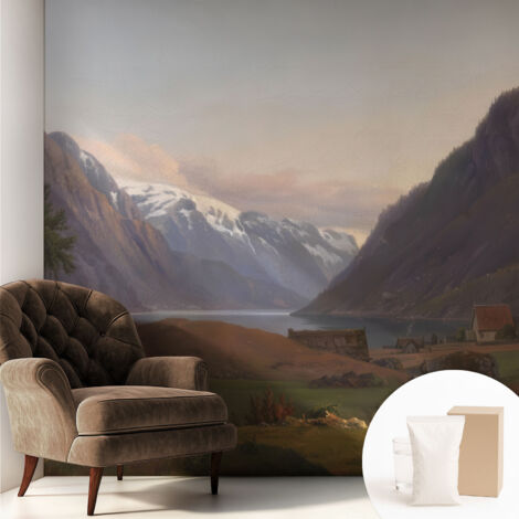 Fototapete Tapete Vliestapete mit Kleber - Wandtattoo - leicht anzubringen - Wandverkleidung Bergpanorama 250x250 cm (1/5)