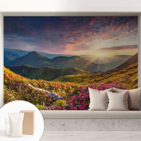 Tapete Vliestapete mit Kleber - Wanddekoration Wohnzimmer - Tapete Schlafzimmer Bergpanorama 208x146 cm (1/5)