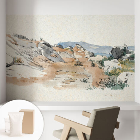 Fototapete Vliestapete mit Kleber - modern Wohnzimmer - Wanddekoration - einfach anzubringen Felslandschaft 104x70 cm (1/5)