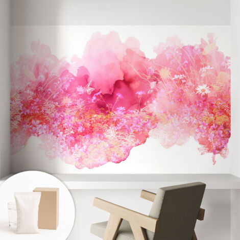 Fototapete Tapete Vliestapete mit Kleber Büro Wandgestaltung - Wanddekoration Wohnzimmer Blumiges Muster 104x70 cm (1/5)