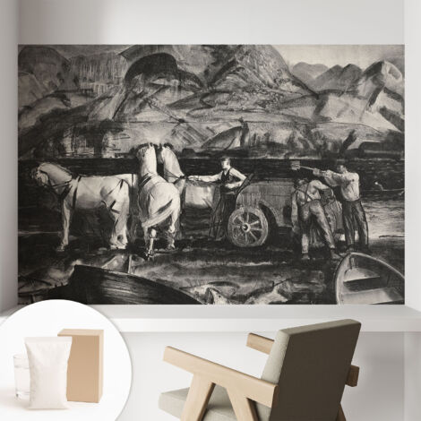 Tapete Vliestapete mit Kleber - Wandgestaltung - Tapete Wohnzimmer - Flur Eingangsbereich Ländliche Szene 104x70 cm (1/5)