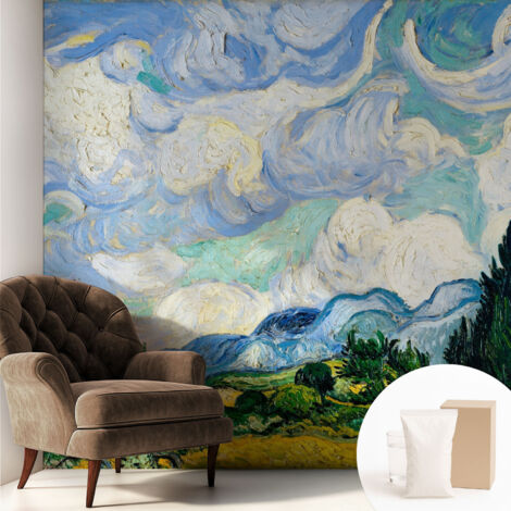 Fototapete Tapete Vliestapete mit Kleber - trendige Wanddeko - Schlafzimmer - Wohnzimmer Ausdrucksstarke Wolken 250x250 cm (1/5)