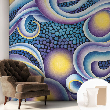 Tapete Vliestapete mit Kleber - Fototapete mit Motiv - Wandtapete modern - Wandgestaltung Bunte Wirbel 250x250 cm (1/5)