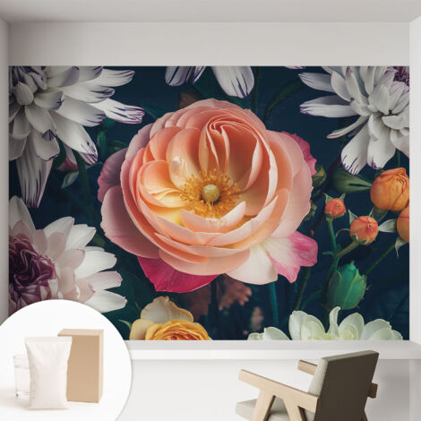 Tapete Vliestapete mit Kleber - modernes Design - Wohnungsdeko - geruchslos - langlebig Blumenharmonie 152x104 cm (1/5)