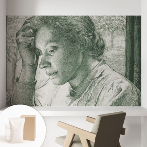 Tapete Vliestapete mit Kleber - Wanddekoration Wohnzimmer - Tapete Schlafzimmer Nachdenkliche Frau 104x70 cm (1/5)