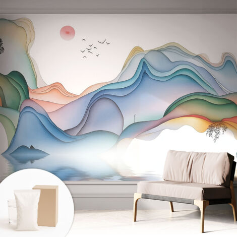 Tapete Dekorative Vliestapete mit Klebe für Wand - Mustertapete - moderne Einrichtung - für Büro Traumlandschaft 312x219 cm (1/5)