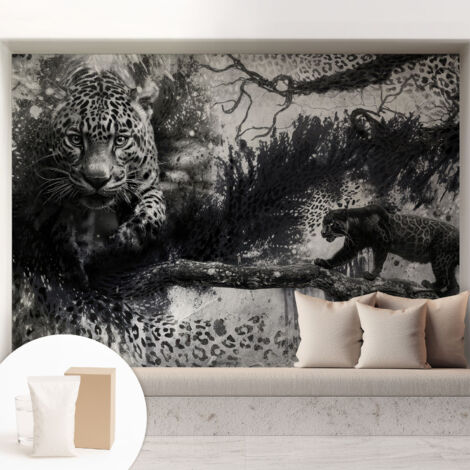 Tapete Vliestapete mit Kleber - Wanddekoration Wohnzimmer - Tapete Schlafzimmer Abstrakte Leoparden 208x146 cm (1/5)