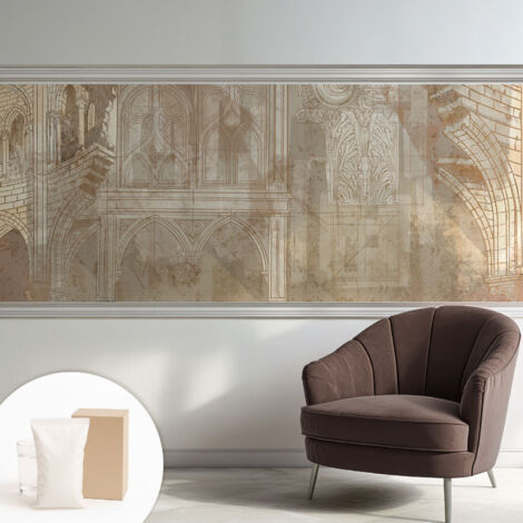 Tapete Vliestapete mit Kleber - abwaschbar - Arbeitszimmer - Esszimmer- Top Qualität Historische Ornamente 250x104 cm (1/5)