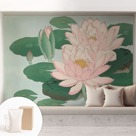 Fototapete Tapete Vliestapete mit Kleber - trendige Wanddeko - Schlafzimmer - Wohnzimmer Wasserlotos 208x146 cm (1/5)