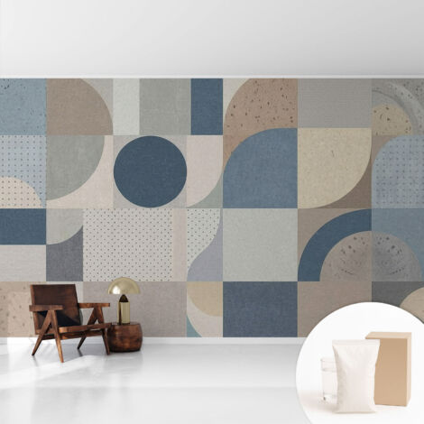 Tapete Vliestapete mit Kleber Wandtapete modern - Tapete mit Motiv - Tapete Schlafzimmer Geometrisches Mosaik 416x254 cm (1/5)