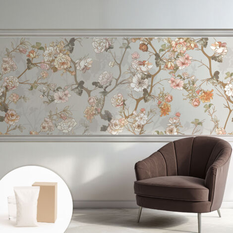 Tapete Vliestapete mit Kleber - Wanddekoration Wohnzimmer - Tapete Schlafzimmer Romantisches Muster 250x104 cm (1/5)
