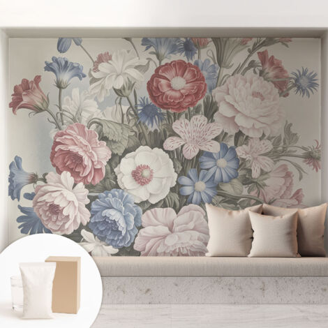 Tapete Vliestapete mit Kleber für Wohnzimmer Schlafzimmer Küche - Wanddekoration Bunter Blumenstrauß 208x146 cm (1/5)