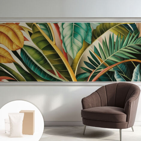 Tapete Vliestapete mit Kleber modern Wohnzimmer - Wanddeko Schlafzimmer - Tapete mit Motiv Exotische Blätter 250x104 cm (1/5)
