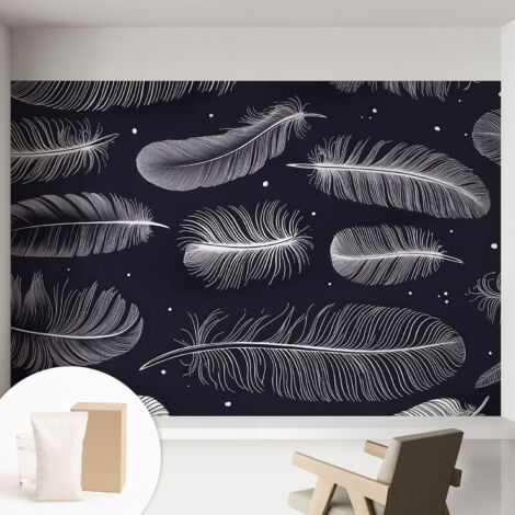 Fototapete Tapete Vliestapete mit Kleber - Wandtattoo - leicht anzubringen - Wandverkleidung Zarte Federn 152x104 cm (1/5)