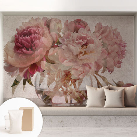 Fototapete Tapete Vliestapete mit Kleber - trendige Wanddeko - Schlafzimmer - Wohnzimmer Der Zauber der Pfingstrose 208x146 cm (1/5)