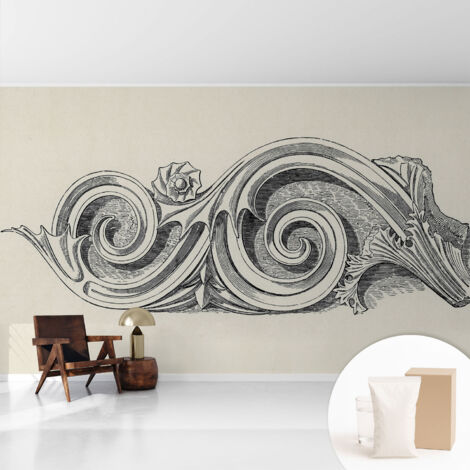 Tapete Vliestapete mit Kleber - Wanddekoration Wohnzimmer - Tapete Schlafzimmer Pflanzenornament 416x254 cm (1/5)