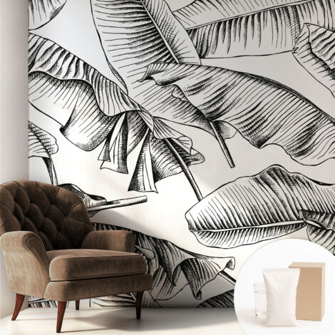 Tapete Vliestapete mit Kleber - Fototapete mit Motiv - Wandtapete modern - Wandgestaltung Bananenblätter 250x250 cm (1/5)