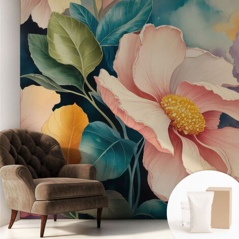 Tapete Vliestapete mit Kleber - Fototapete mit Motiv - Wandtapete modern - Wandgestaltung Blumeneleganz 250x250 cm (1/5)