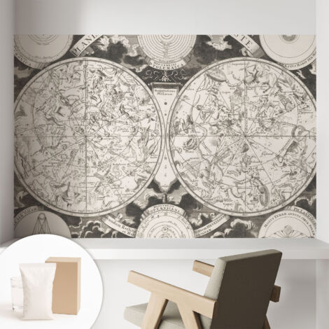 Tapete Dekorative Vliestapete mit Klebe für Wand - Mustertapete - moderne Einrichtung - für Büro Sternenkarte 104x70 cm (1/5)