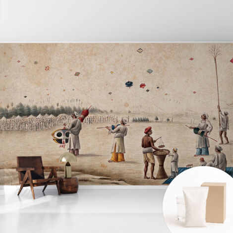 Tapete Vliestapete mit Kleber - abwaschbar - Arbeitszimmer - Esszimmer- Top Qualität Steigende Drachen 416x254 cm (1/5)