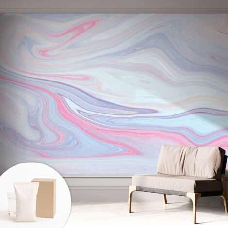 Tapete Dekorative Vliestapete mit Klebe für Wand - Mustertapete - moderne Einrichtung - für Büro Pastellfarbener Wirbel 312x219 cm (1/5)