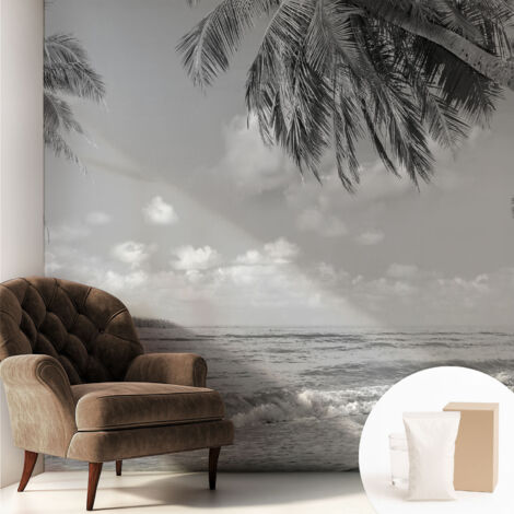 Fototapete Tapete Vliestapete mit Kleber - trendige Wanddeko - Schlafzimmer - Wohnzimmer Tropisches Paradies 250x250 cm (1/5)