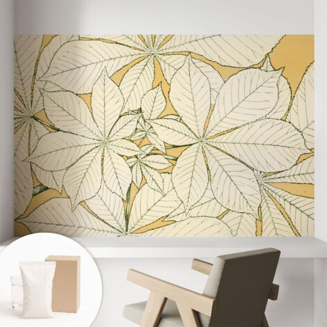 Tapete Vliestapete mit Kleber modern Wohnzimmer - Wanddeko Schlafzimmer - Tapete mit Motiv Kastanienblätter 104x70 cm (1/5)