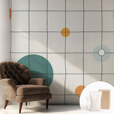 Newroom Tapete Dekorative Vliestapete mit Kleber Modern für Wohnzimmer Schlafzimmer Bunte Kreise 250x250 cm (1/5)