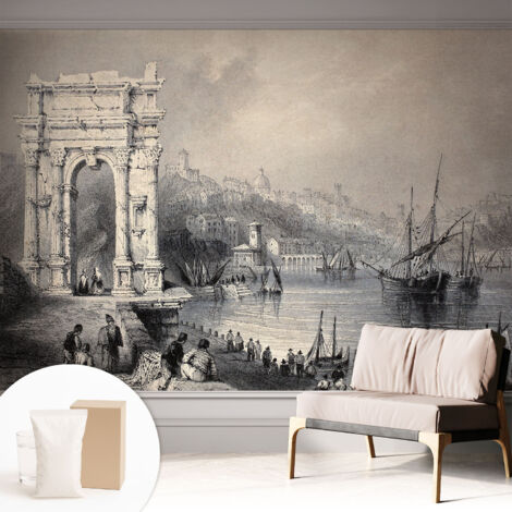 Tapete Dekorative Vliestapete mit Klebe für Wand - Mustertapete - moderne Einrichtung - für Büro Meereslandschaft 312x219 cm (1/5)