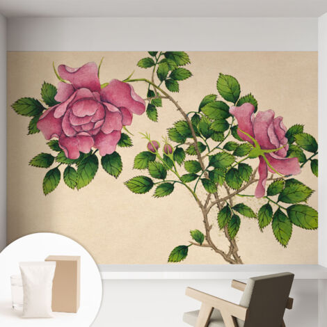 Tapete Vliestapete mit Kleber - Fototapete mit Motiv - Wandtapete modern - Wandgestaltung Romantische Rosen 152x104 cm (1/5)