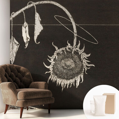 Tapete Dekorative Vliestapete mit Klebe für Wand - Mustertapete - moderne Einrichtung - für Büro Nostalgische Sonnenblume 250x250 cm (1/5)