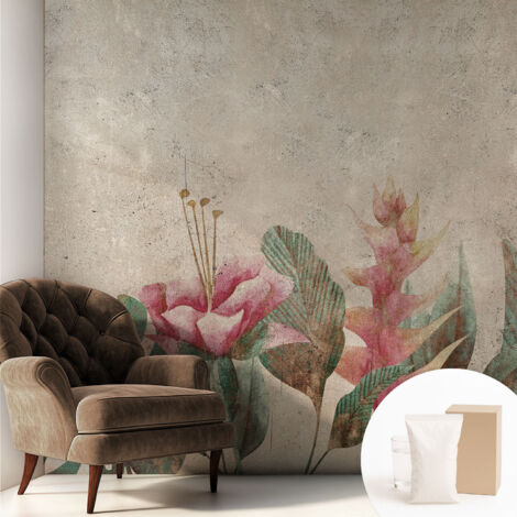 Tapete Vliestapete mit Kleber - abwaschbar - Tapete mit Motiv - trendige Wanddeko - elegant Fototapete Zarte Flora 250x250 cm (1/5)
