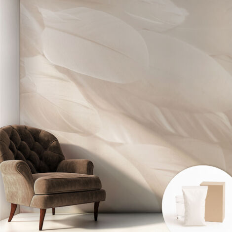 Fototapete Tapete Vliestapete mit Kleber - trendige Wanddeko - Schlafzimmer - Wohnzimmer Ätherische Federn 250x250 cm (1/5)
