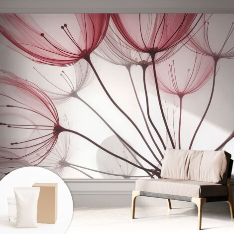 Tapete Vliestapete mit Kleber modern Wohnzimmer - Wanddeko Schlafzimmer - Tapete mit Motiv Blumensilhouetten 312x219 cm (1/5)