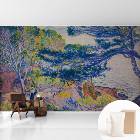 Tapete Dekorative Vliestapete mit Klebe für Wand - Mustertapete - moderne Einrichtung - für Büro Impressionistische Landschaft 416x254 cm (1/5)