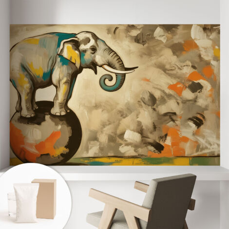 Fototapete Vliestapete mit Kleber - modern Wohnzimmer - Wanddekoration - einfach anzubringen Abstrakter Elefant 104x70 cm (1/5)